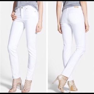 AG “The Prima” White Mid Rise Cigarette Jeans
